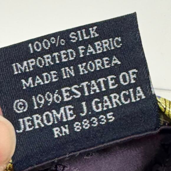 VTG J Garcia Neck Tie Silk Print Abstract Yellow Northern Lights Collection 15 - Picture 5 of 6